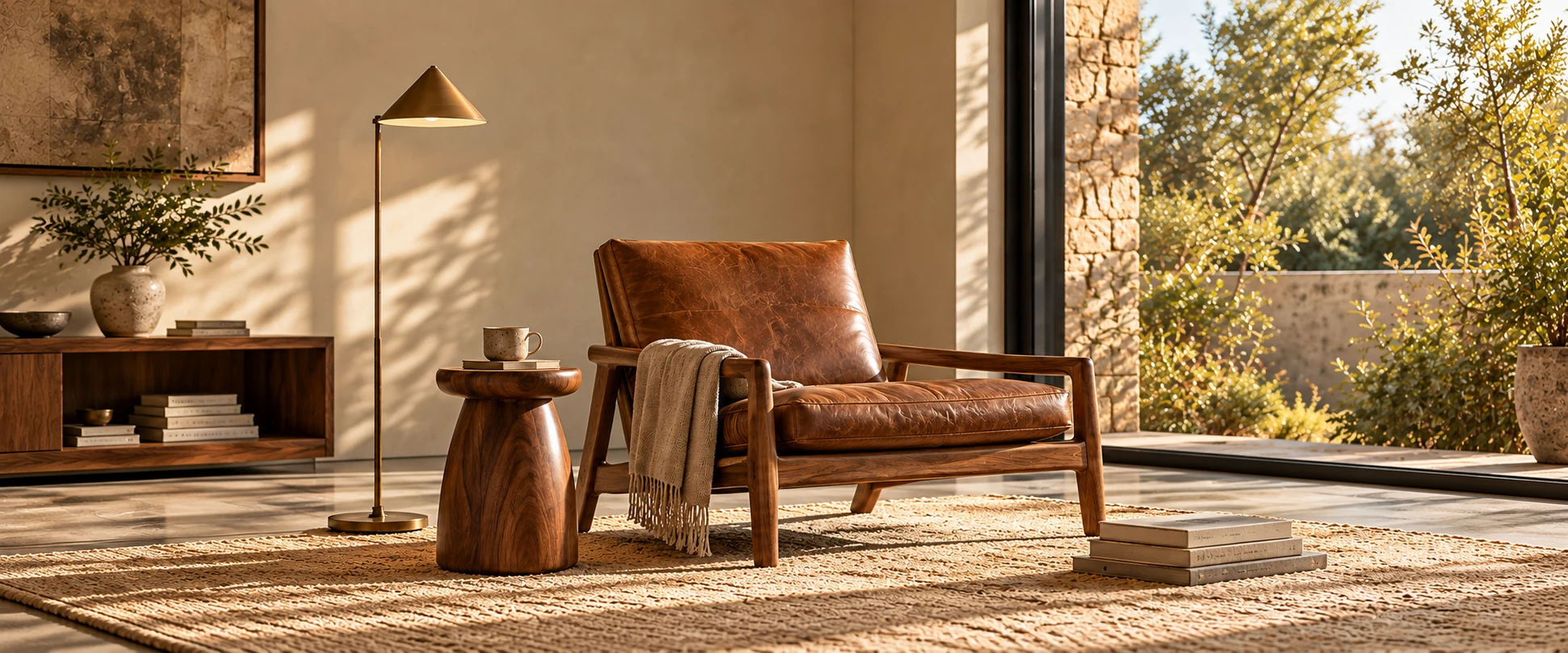 A reading-room concept illustrates placement beside a chair.